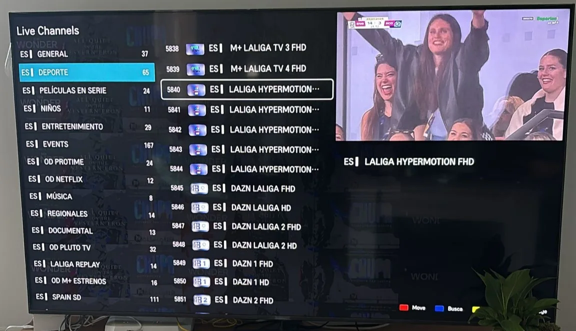 IBO Player IPTV interface on a smart TV